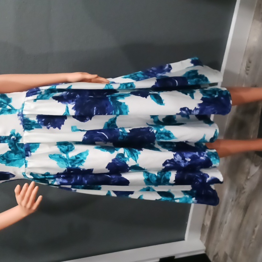 Pinup Couture Women's Blue Vintage Rose Print Midi Dress - Picture 5 of 16